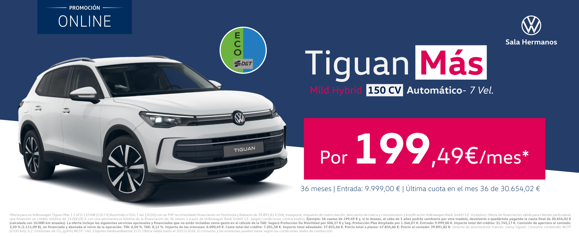 Tiguan Más por 199,49 €/mes
